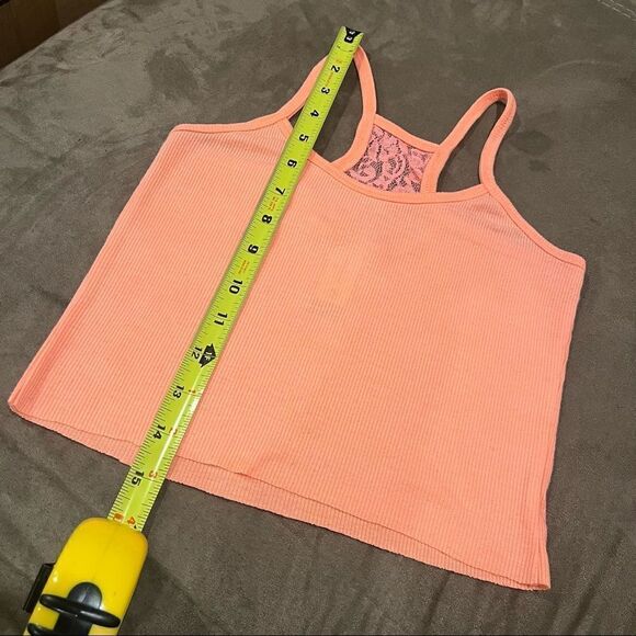 Salmon Lace Racerback Cropped Tank Top Junior’s Small 3-5 - Picture 4 of 5